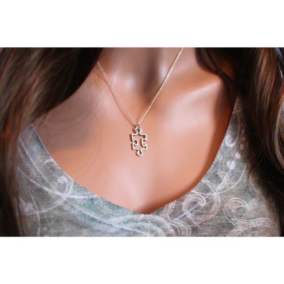 Sterling Silver Autism Awareness Puzzle Piece Charm - Picture 3 of 3